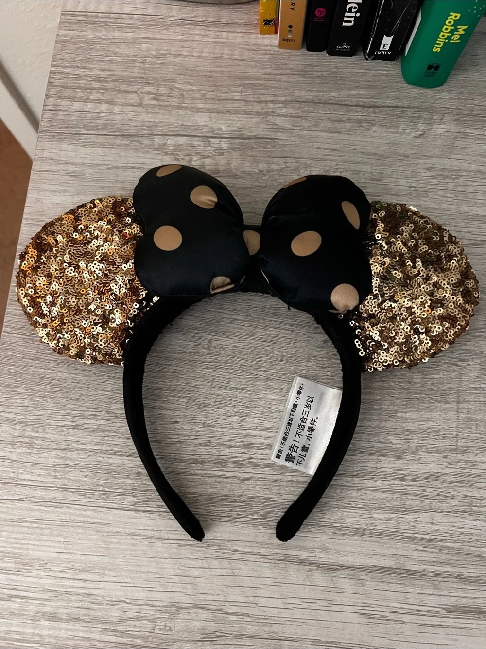 Disney Black and Gold Sequin Minnie Ears Headband